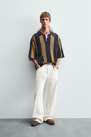 CHEMISE CROCHET PIÈCE - Bleu marine de Zara