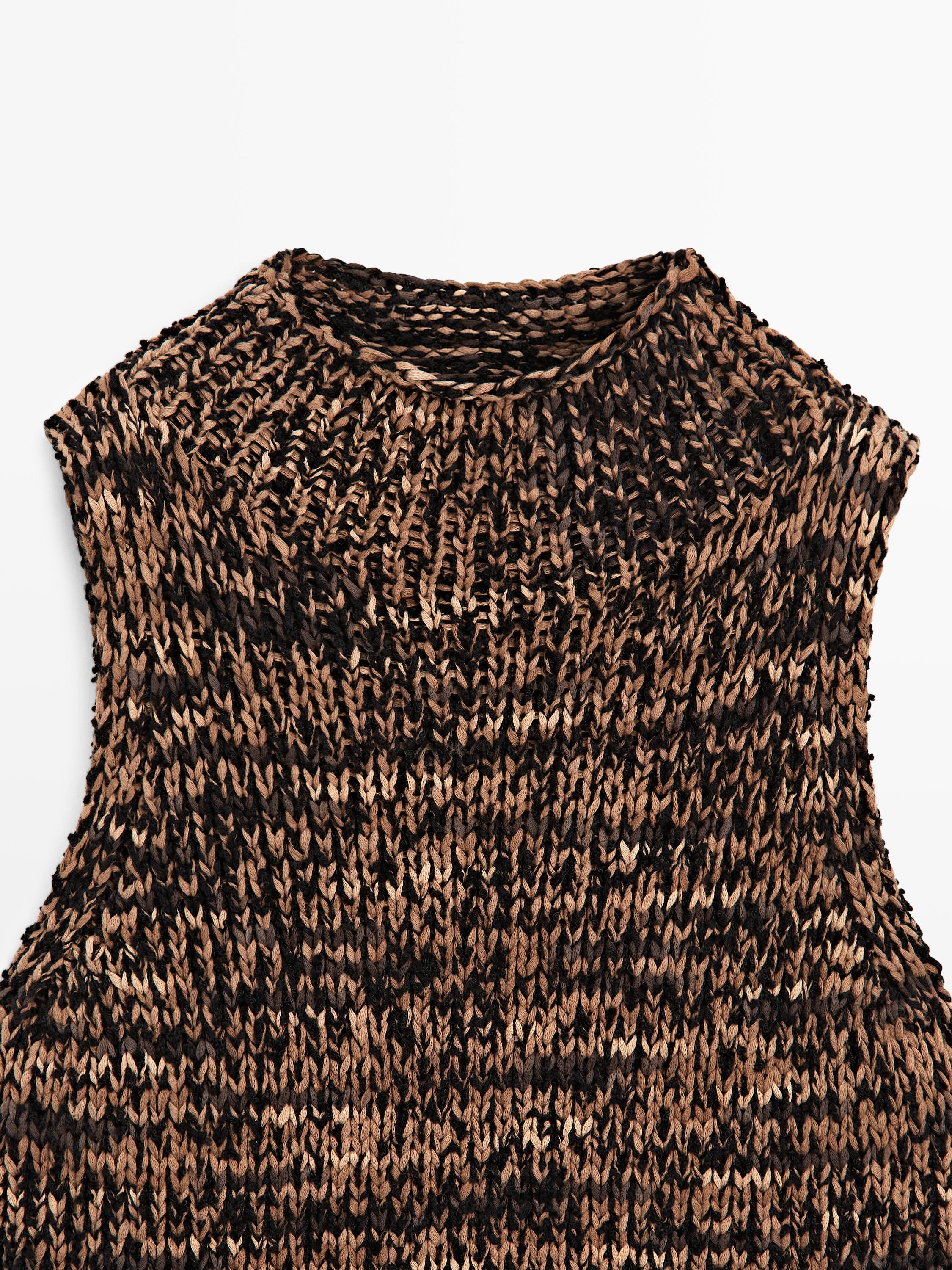 Flecked knit halter top