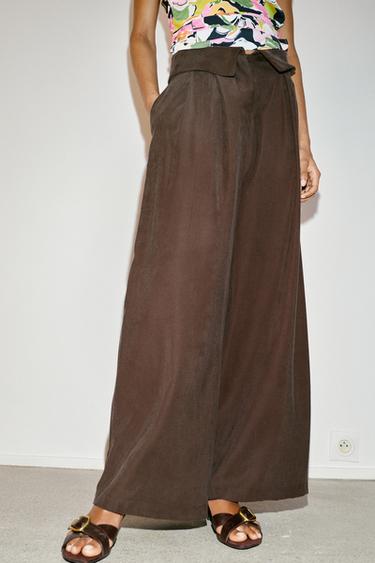 PANTALON À PINCES AVEC TAILLE REVERS - Marron de Zara - Image 4