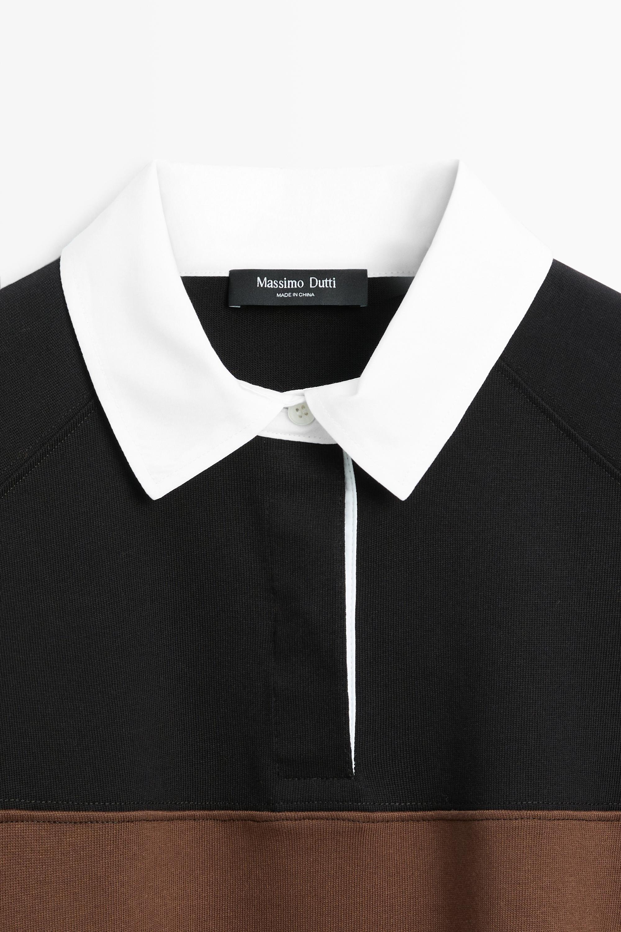 Oversize 100% cotton wide-stripe polo shirt