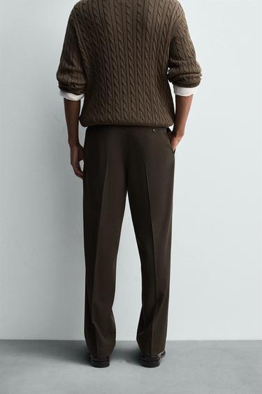 100% WOOL REGULAR FIT TROUSERS - Black / Brown by Zara - Image 2