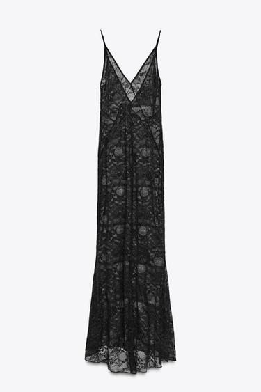 VESTITO LUNGO IN PIZZO - Nero di Zara