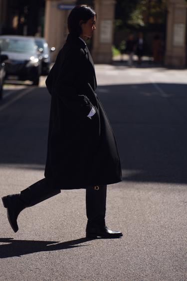 Zara SOFT OVERSIZED COAT - Black - Image 0