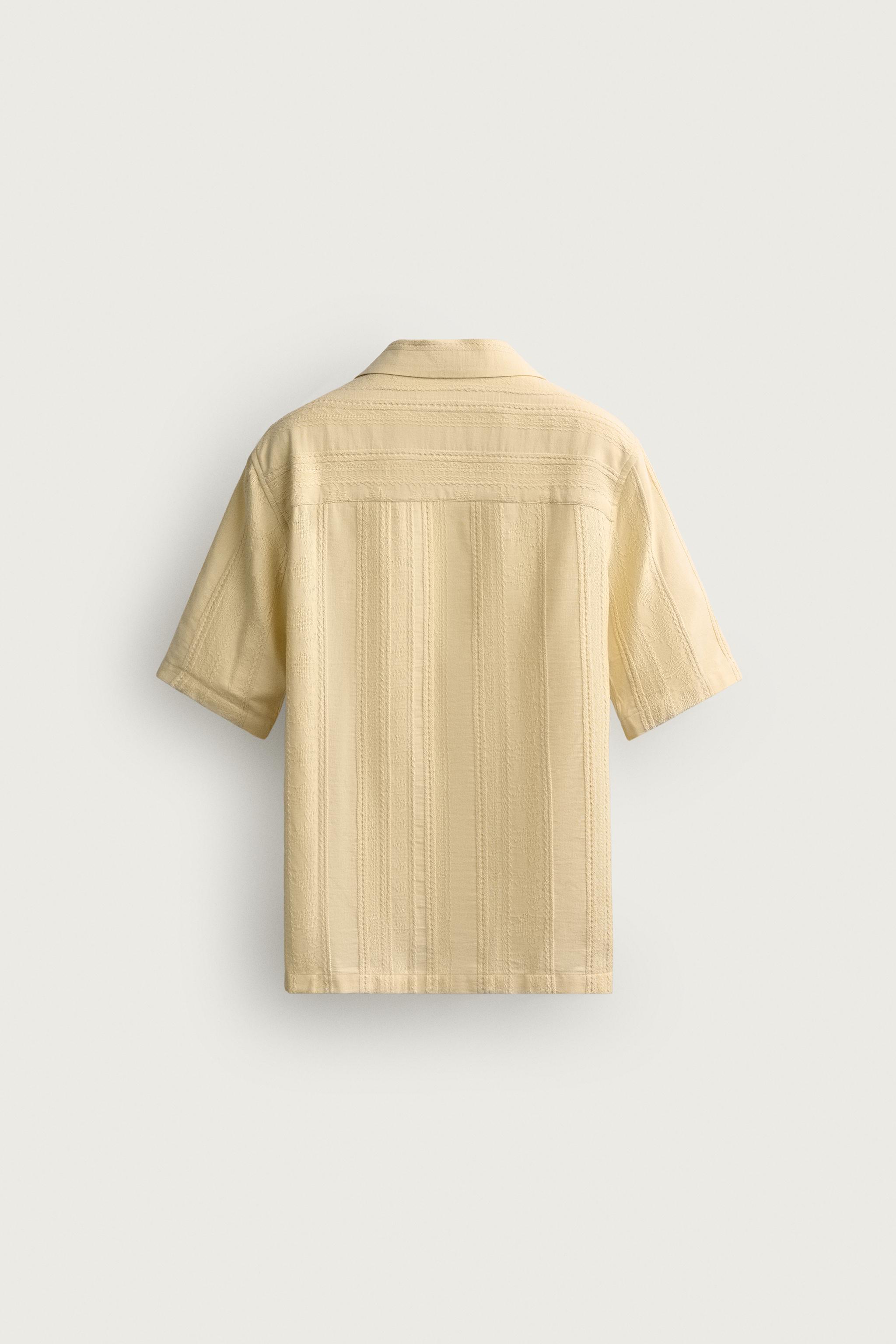 Мужские рубашки Zara REGULAR FIT STRIPED JACQUARD SHIRT — фото 7