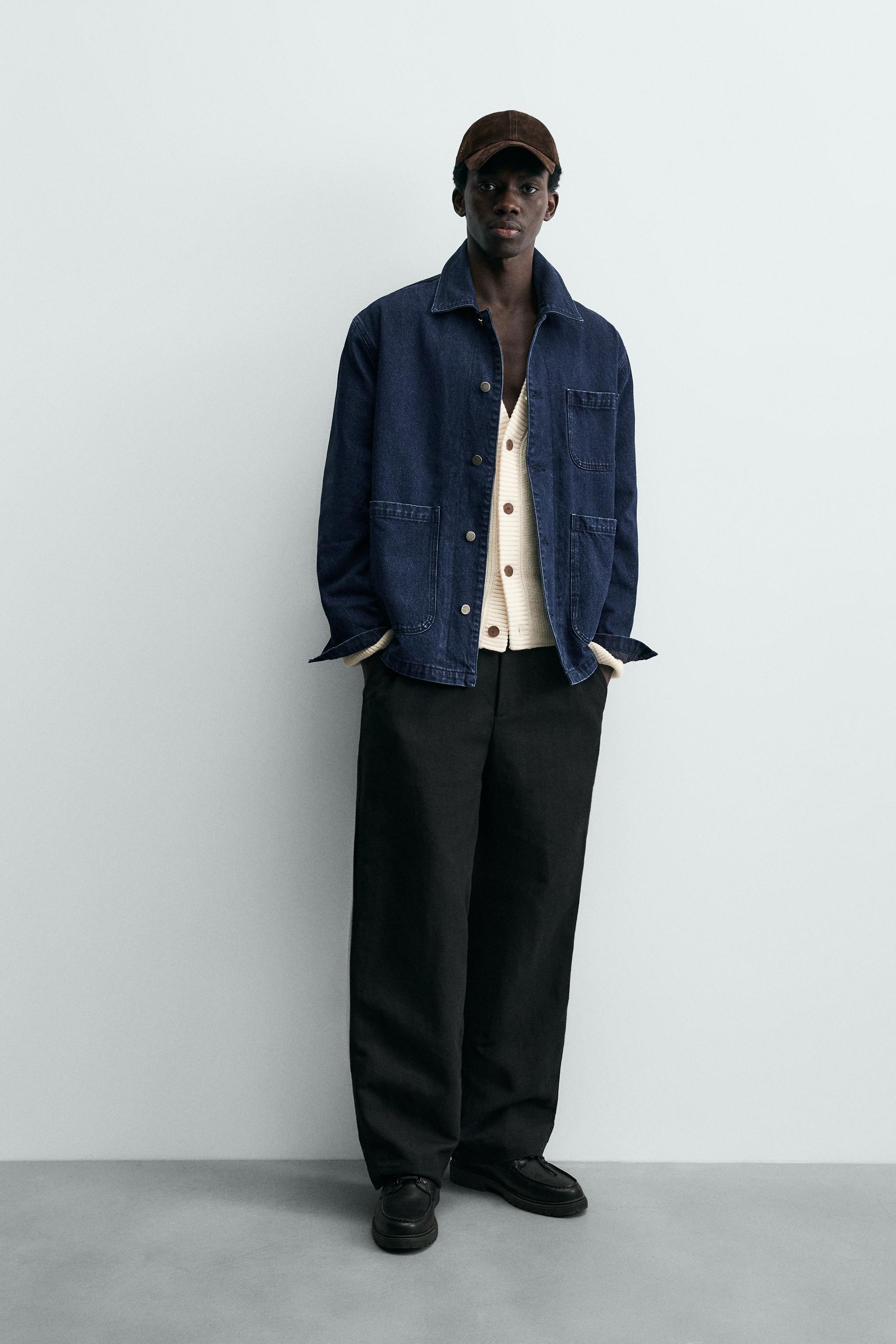 RELAXED FIT DENIM JACKET WITH POCKETS - Blue | ZARA South Africa