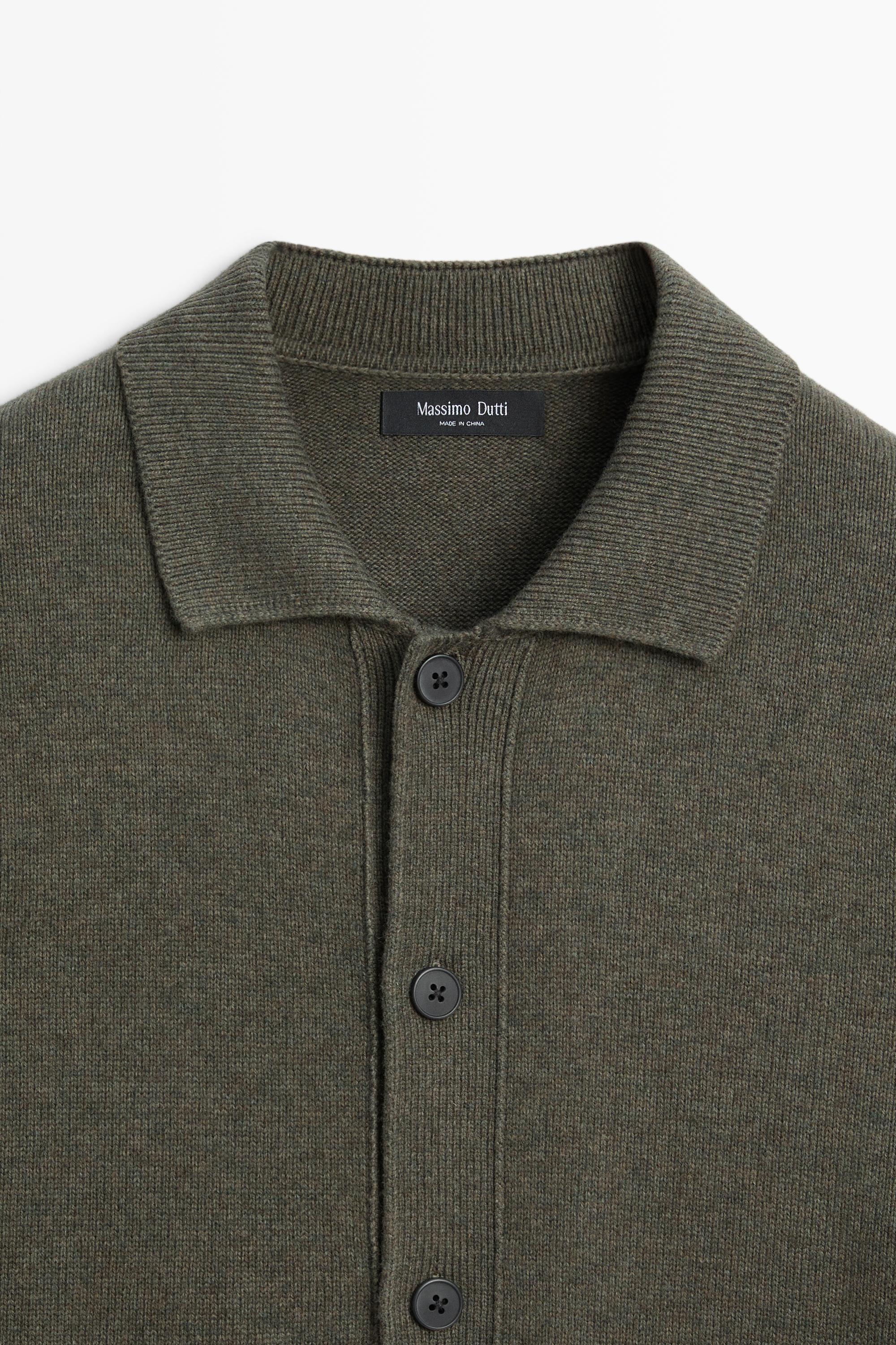 Cardigan en maille à col polo laine mélangée