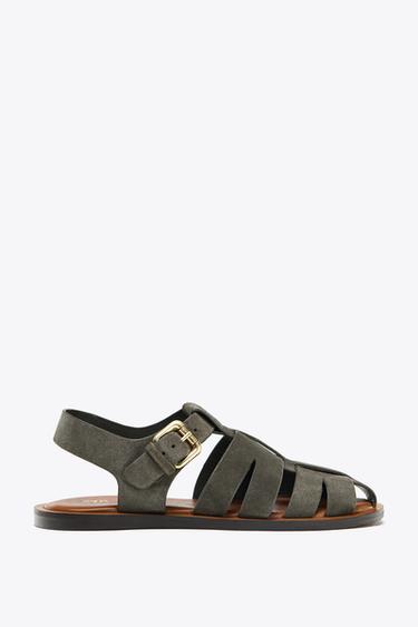 SANDALES PÊCHEUR EN DAIM - Gris de Zara