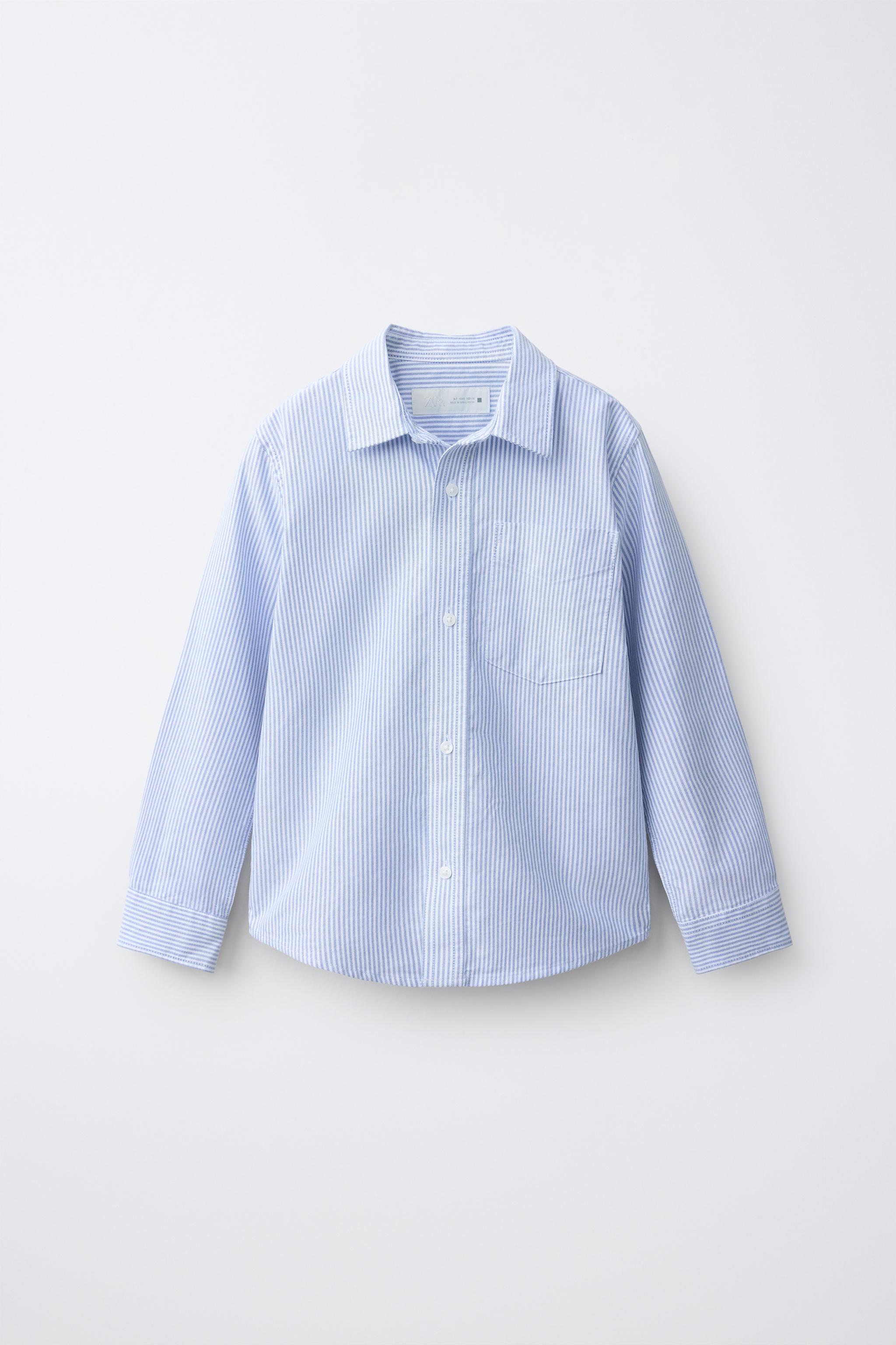 STRIPED OXFORD SHIRT — Sky blue