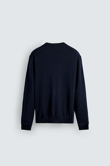 PULL 100 % LAINE - Bleu marine de Zara - Image 7