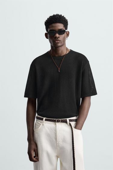 TEXTURED KNIT T-SHIRT - Black by Zara