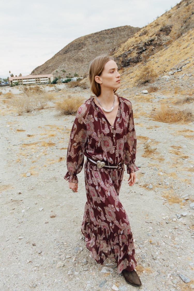 Maxi Jurken Zara Nieuwe Collectie Jurken Overhemdjurk Met Print