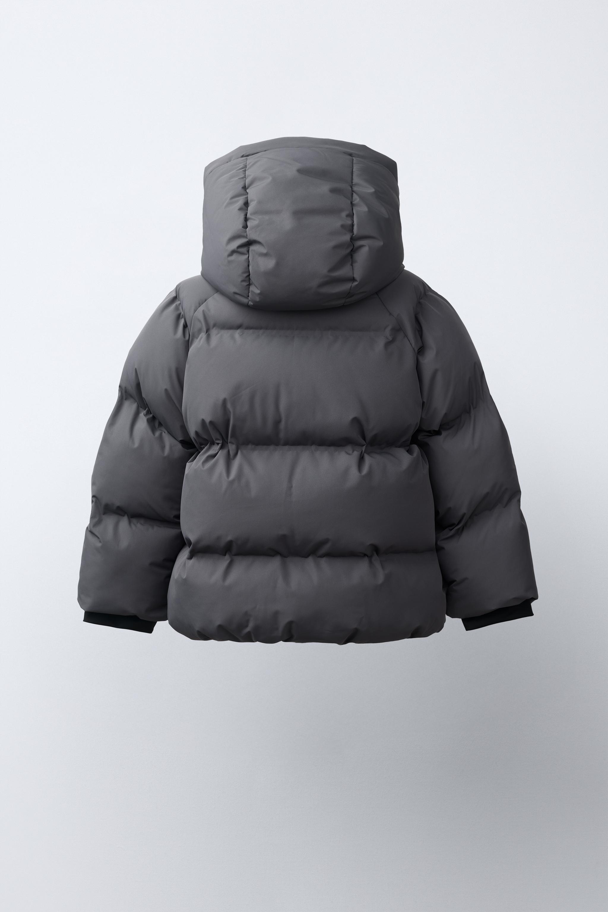 撥水加工入りフード付きパフコート - オレンジ色 | ZARA Japan / 日本