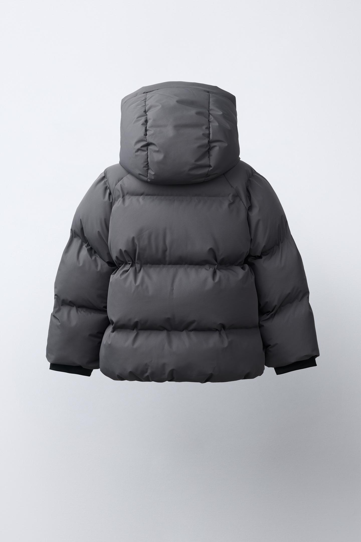 Детские худи Zara Water-Repellent Puffer Coat, цвет: Антрацитовый серый — фото 4