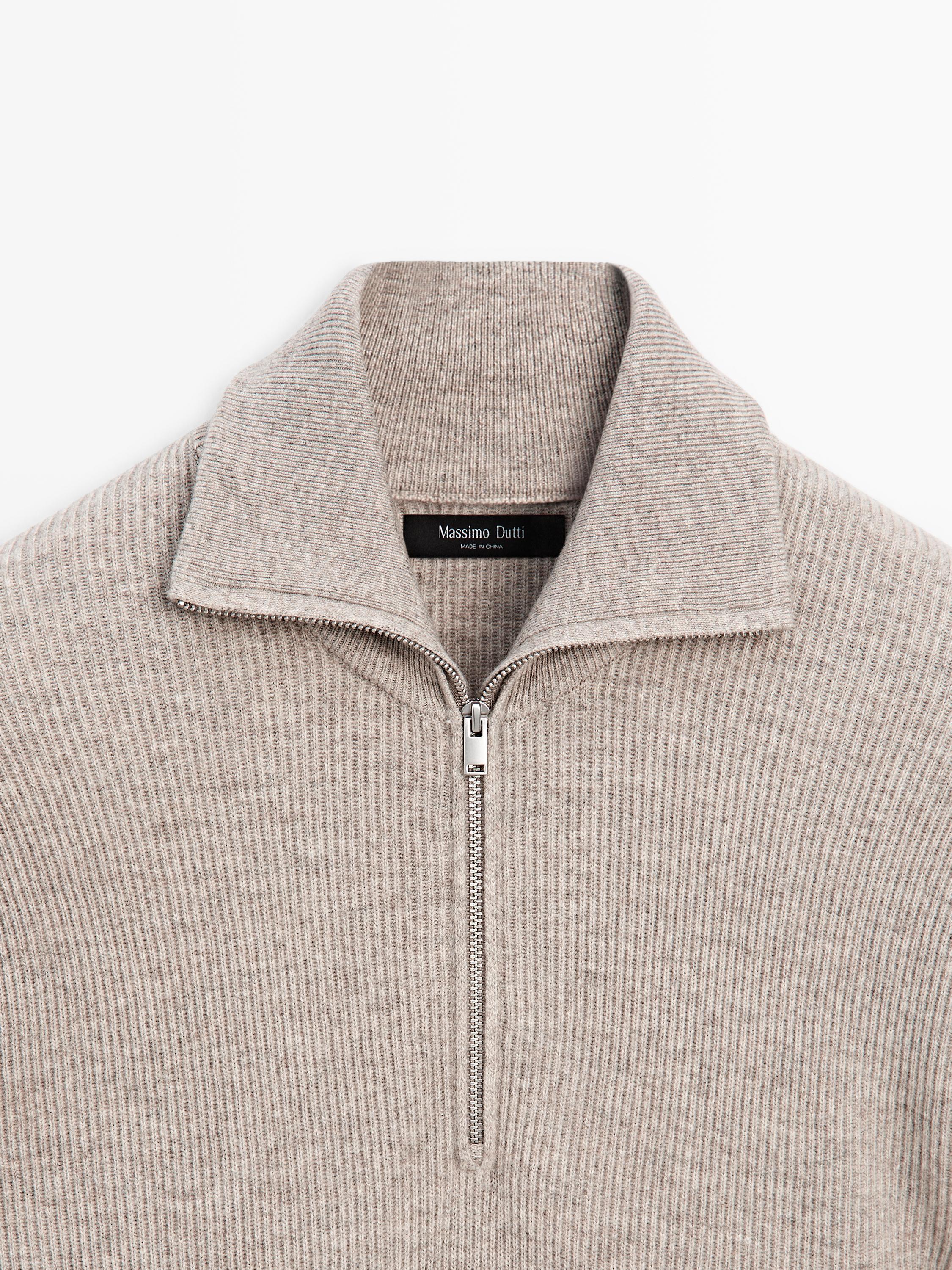 Mock neck knit sweater with zip