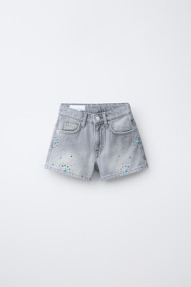 STUDDED BERMUDA SHORTS - Grey by Zara