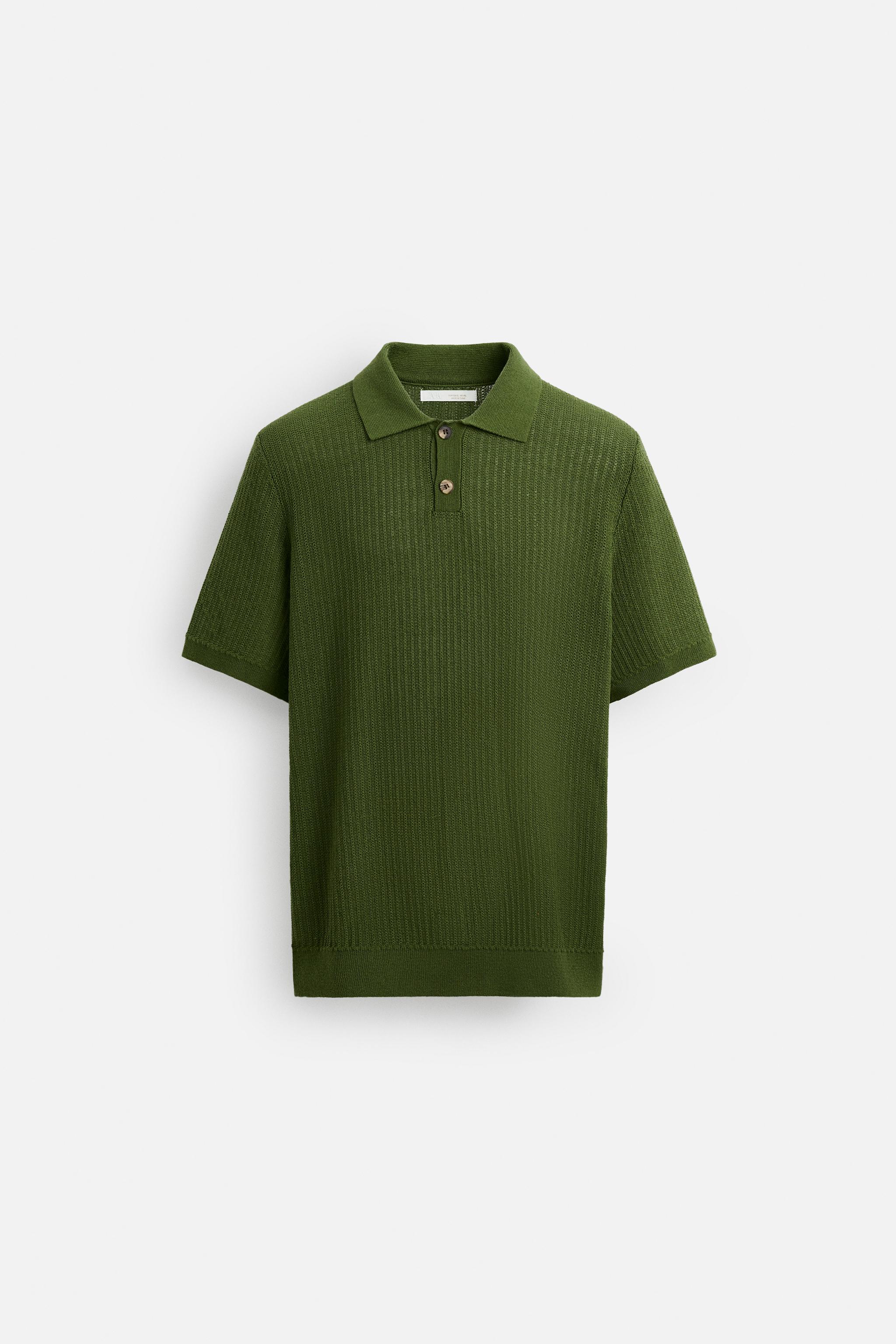 Polo Maglia Verde Zara POLO IN MAGLIA STRUTTURATA Verde ZARA