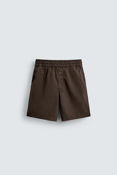 برمودا تويل بقصة RELAXED FIT - بني by Zara