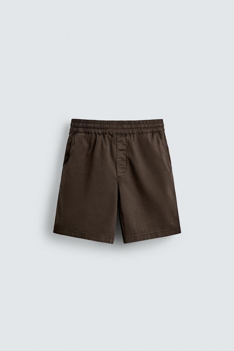 ZARA TWILL RELAXED FIT BERMUDA SHORTS
