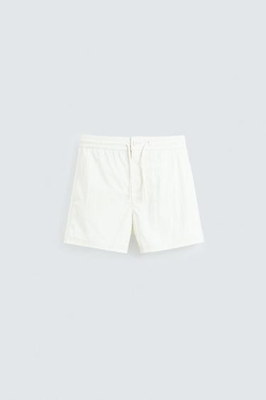 CONTRAST MID-LENGTH SWIMMING TRUNKS - White by Zara - Image 0