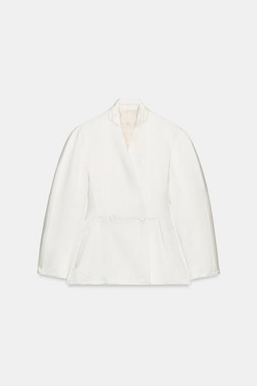 VESTE SATINÉE PEPLUM - Blanc cassé de Zara - Image 0