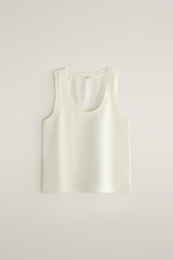 TOP DE TIRANTES DE ALGODÓN LISO - Blanco roto de Zara - Imagen 0