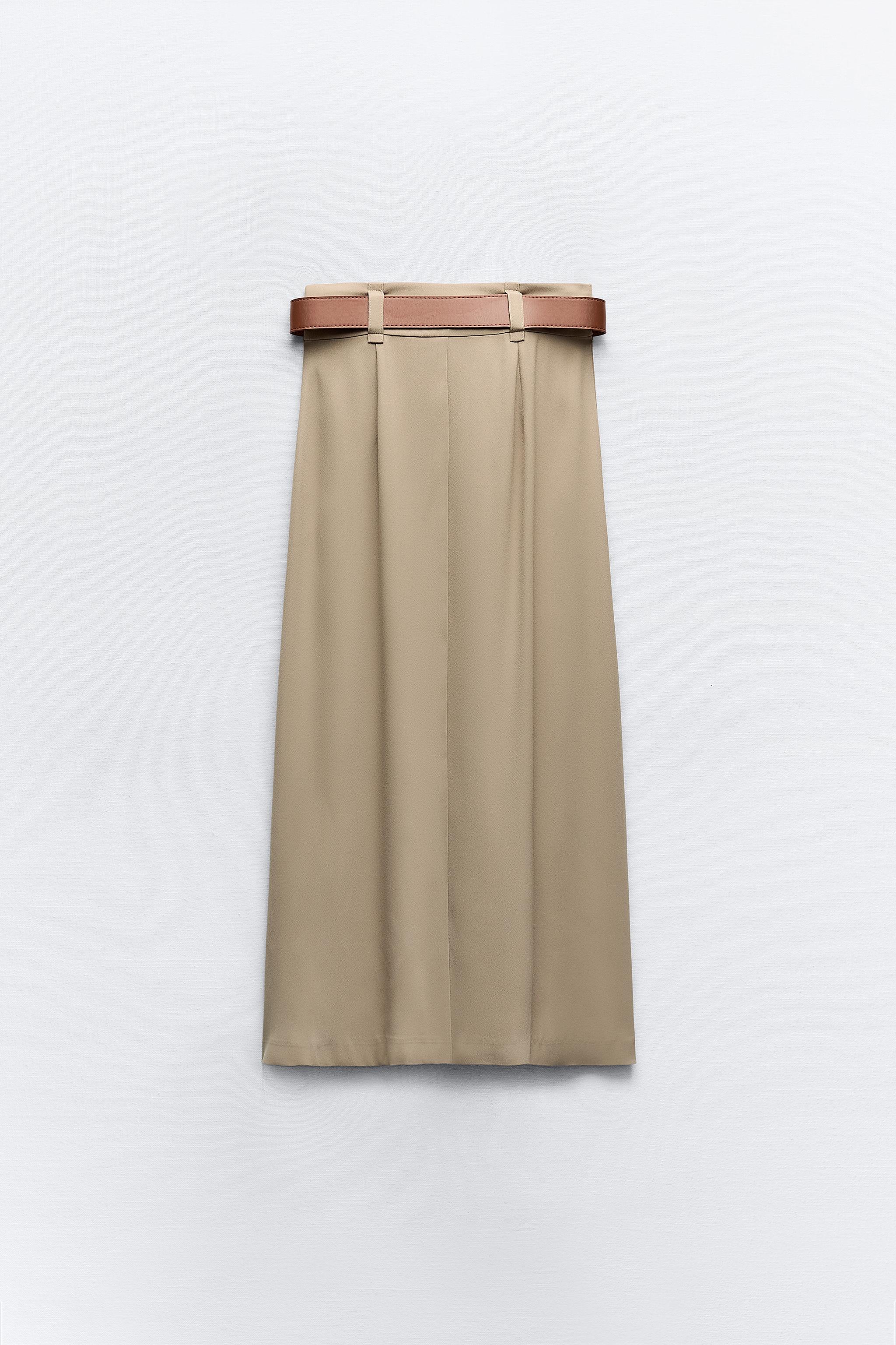 Khaki skirt hotsell with belt