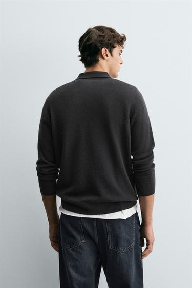 POLO EN MAILLE LAINE - CACHEMIRE - Gris anthracite de Zara - Image 2