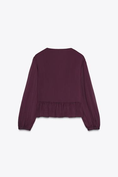 RUFFLED BLOUSE - Aubergine by Zara - Image 6
