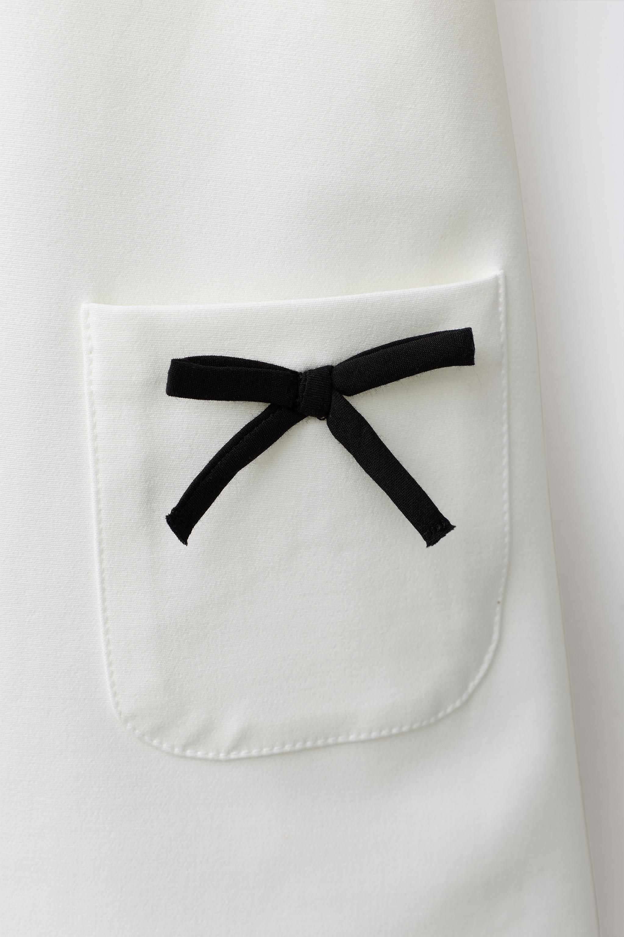 CONTRAST TRIM AND BOW DRESS