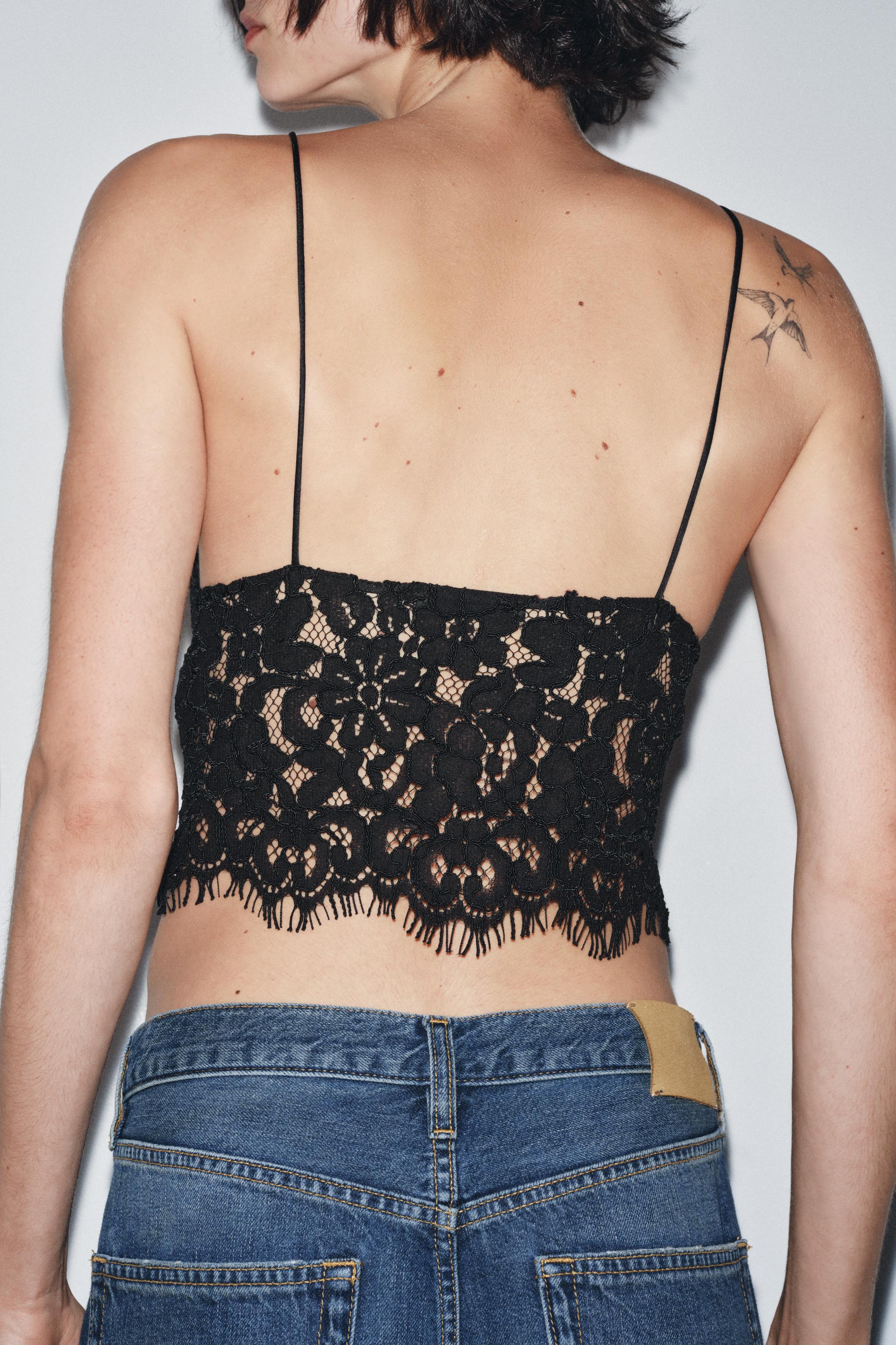 ZARA フレアスリーブ レース トップス ブラック Flare Sleeve Lace Top｜フレアスリーブレーストップス – MARTE