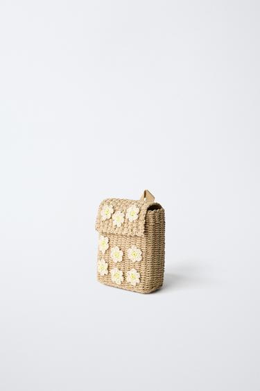 SAC À DOS EFFET RAFIA FLEURI - Marron de Zara - Image 1