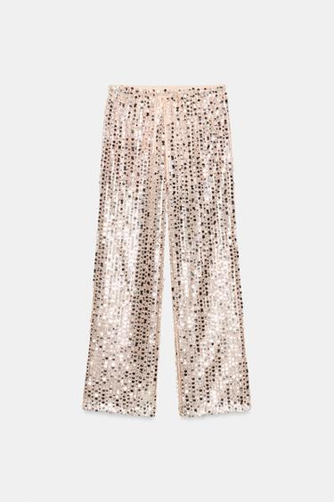 PANTALON FLUIDE À PAILLETTES - Argent de Zara - Image 2