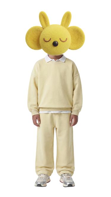 WIDE-LEG SWEATSHIRT AND TROUSERS SET WITH LABEL - Yellow by Zara