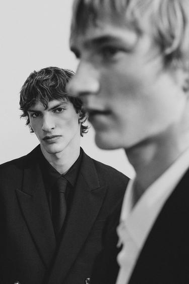 Zara LIMITED EDITION WOOL BLEND DOUBLE-BREASTED SUIT BLAZER - Navy blue