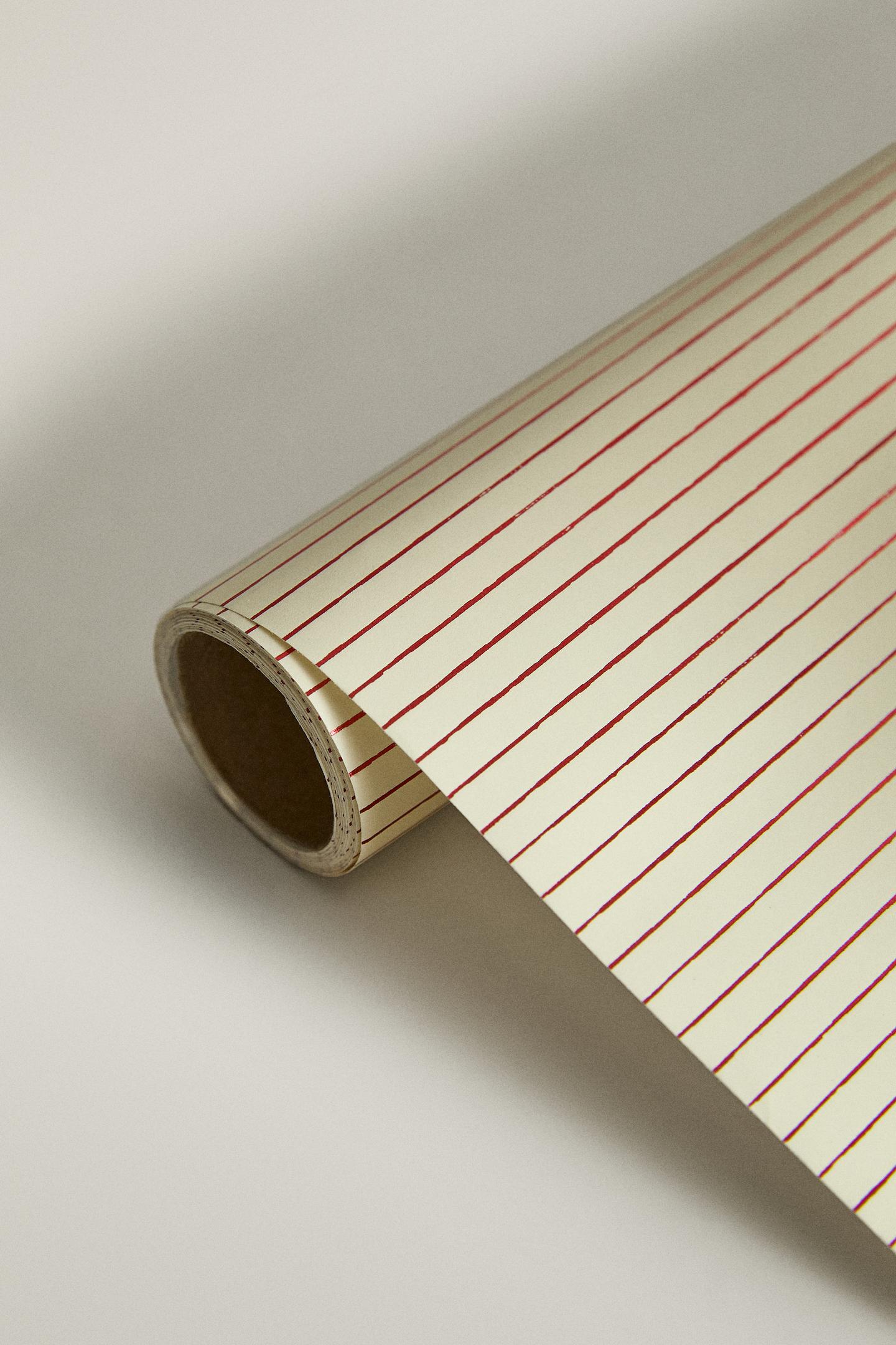 Zara Christmas Foil Stripe Gift Wrap, цвет: Красный — фото 3