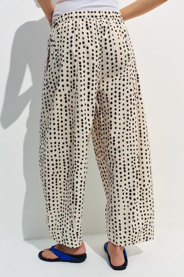 PANTALON STYLE PYJAMA À POIS ZW COLLECTION - Écru / Noir de Zara - Image 2
