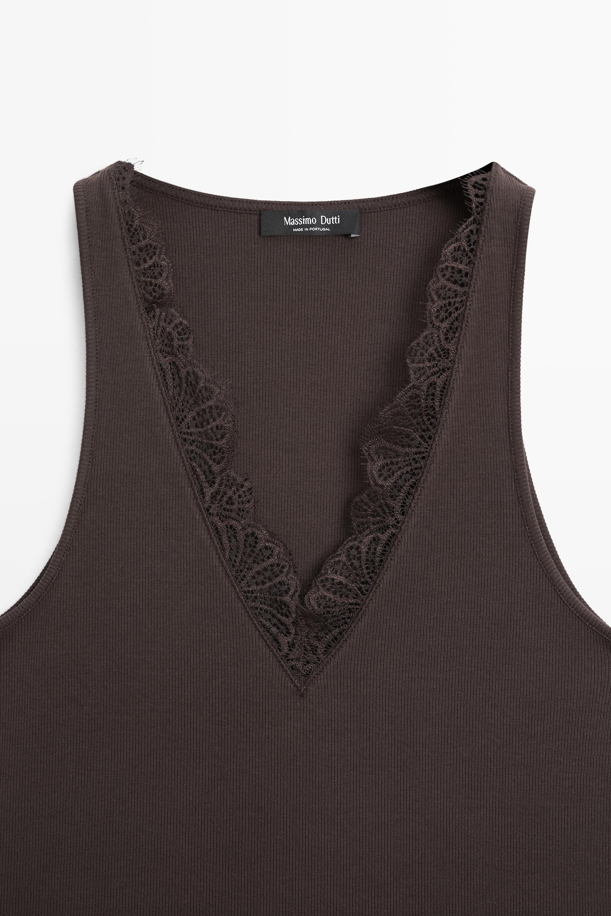 V-neck top with lace detail