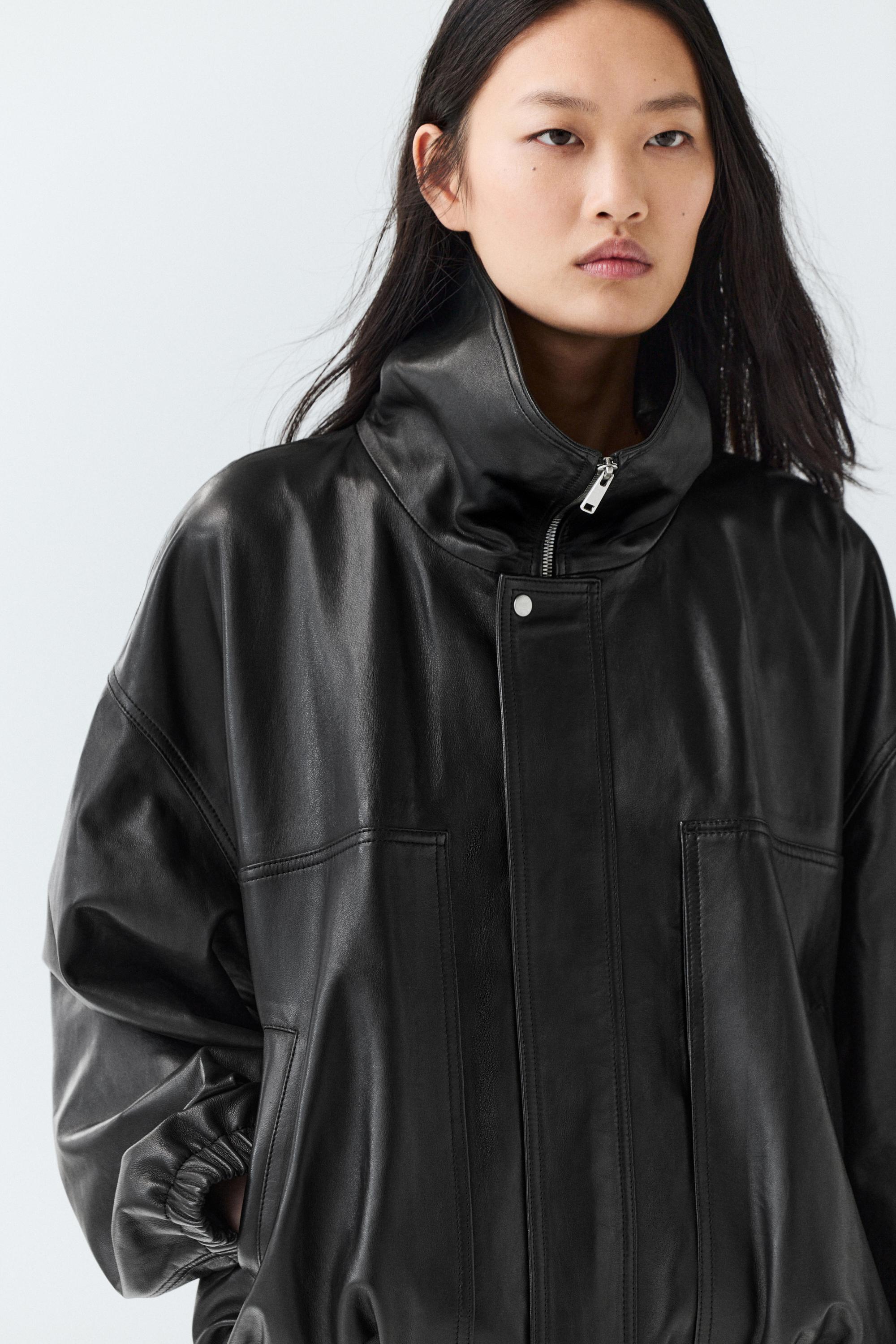 Veste bomber en cuir nappa