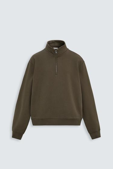 HEAVYWEIGHT QUARTER-ZIP SWEATSHIRT - Brown / Green by Zara