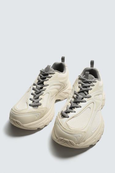 BASKETS À SEMELLES ÉPAISSES - Blanc ivoire de Zara - Image 4