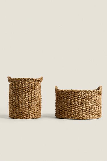 CYLINDRICAL SEAGRASS BASKET - Світло-бежевий Zara