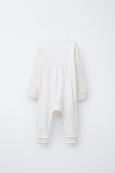 POINTELLE CONVERTIBLE FOOTED SLEEPSUIT - Oyster-white by Zara - Image 3