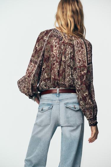 BEADED BLOUSE WITH METALLIC THREAD PRINT - Multicoloured by Zara - Image 3