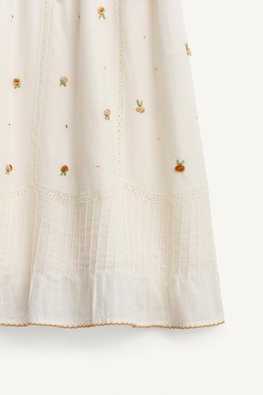 LIMITED EDITION EMBROIDERED FLORAL MIDI SKIRT - Ecru by Zara - Image 9