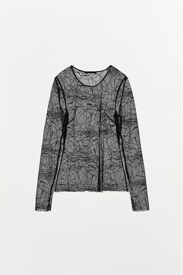 LIMITED EDITION SEMI-SHEER SPIDER WEB TOP - Black by Zara - Image 3