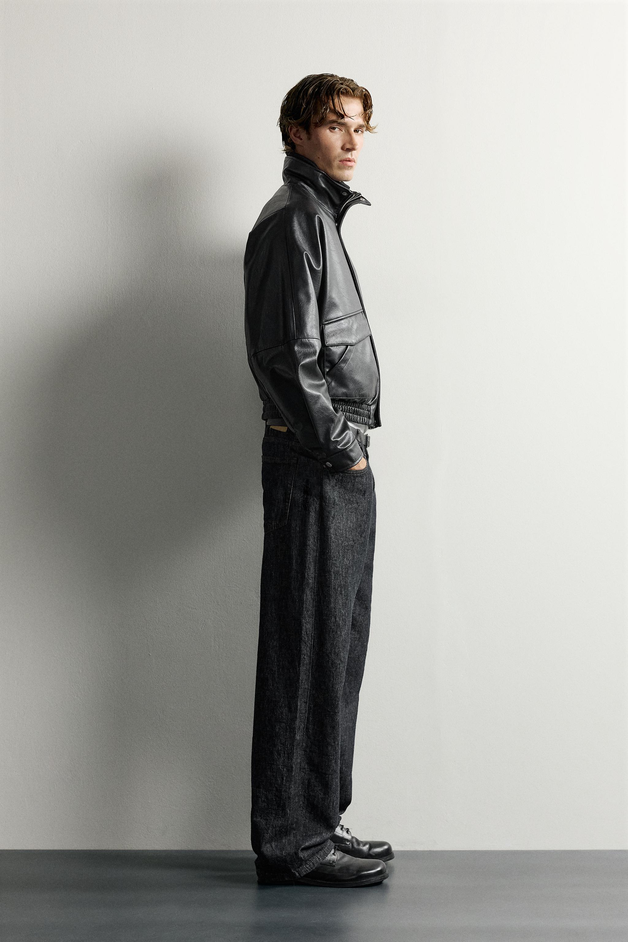 FAUX LEATHER CROPPED FIT JACKET