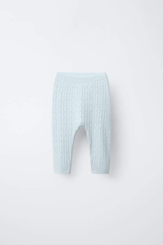PANTALÓN RIB CALADOS - Azul claro de Zara - Imagen 0