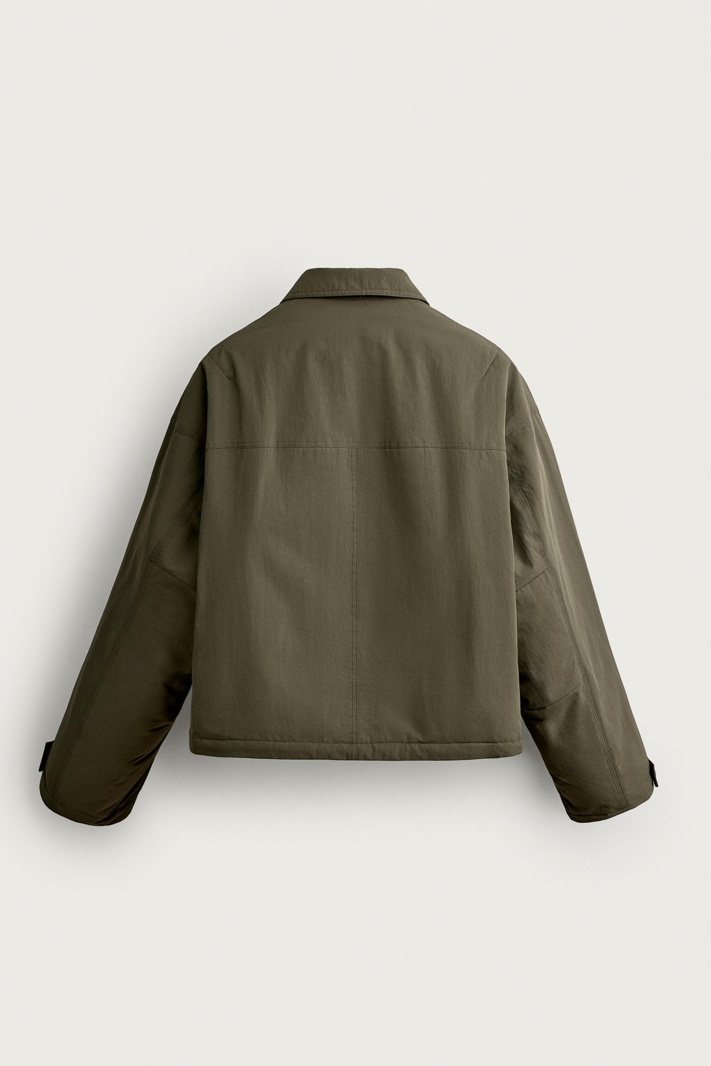 Мужская куртка Zara Boxy Fit Quilted, цвет: Хаки — фото 7