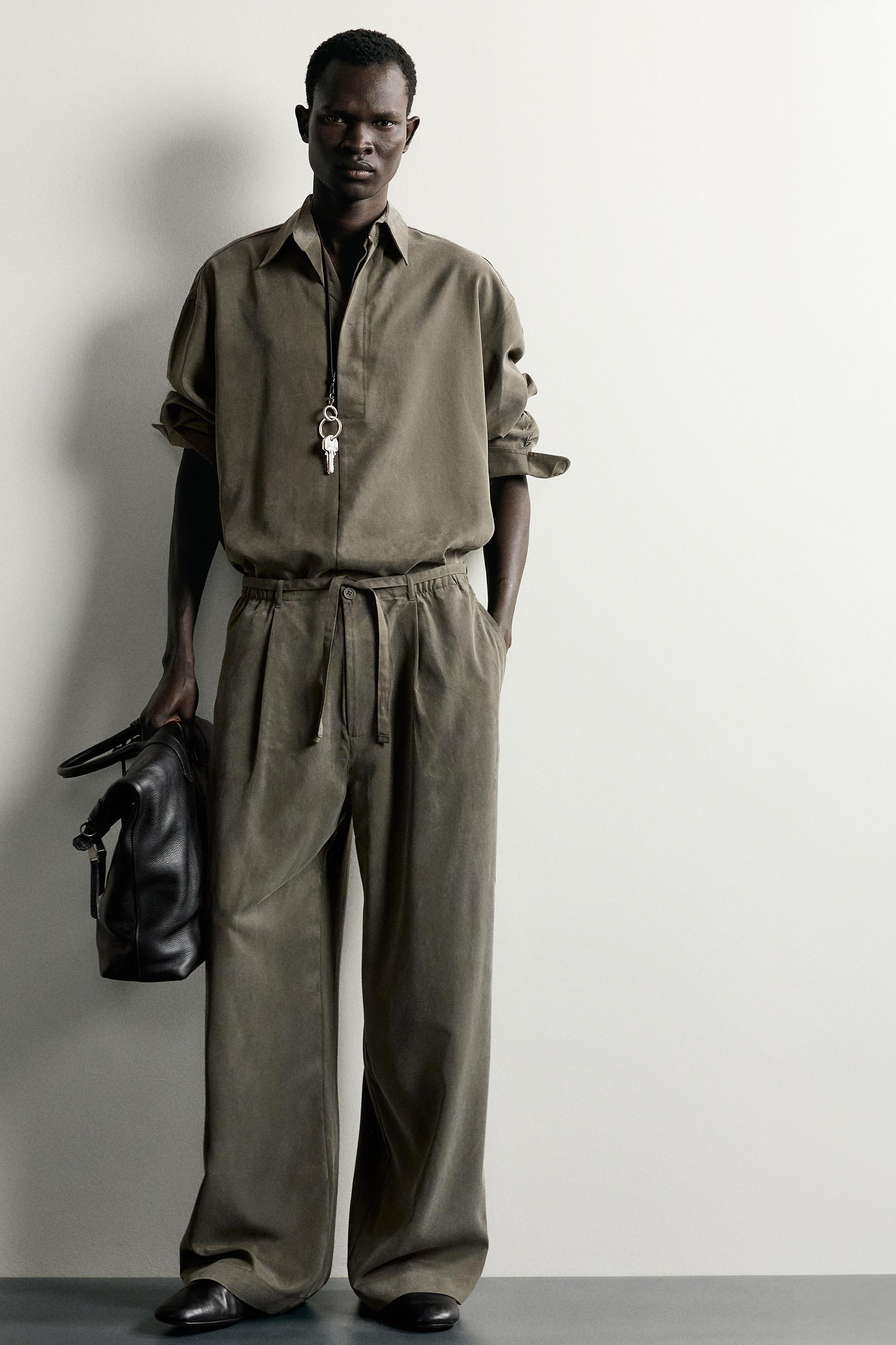 Zara DÖKÜMLÜ RELAXED FIT PANTOLON görsel 6