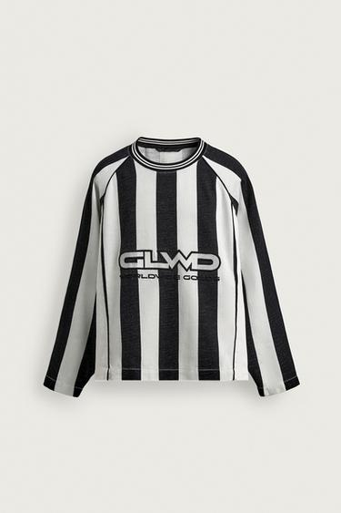 STRIPED JACQUARD TEXTURE T-SHIRT - Black / White by Zara